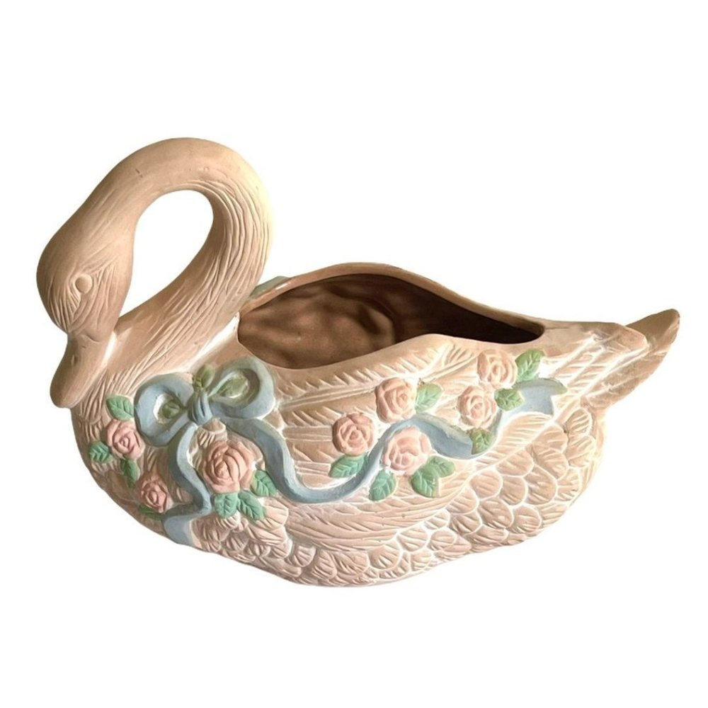 Vintage CBK LTD Ceramic Clay Swan Vase